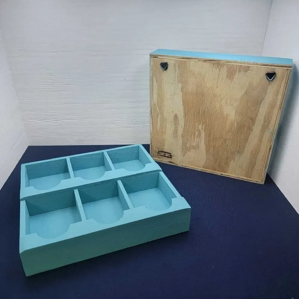 Teal Arched Cubby Shelves Pair 6 Compartment Wood Display Storage 8.25x8